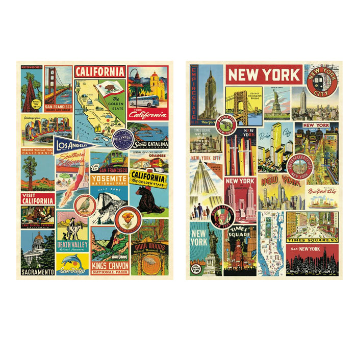 Vintage Travel New York California Poster Paper Craft Wrap Decoupage - Cavallini - SweetpeaStore