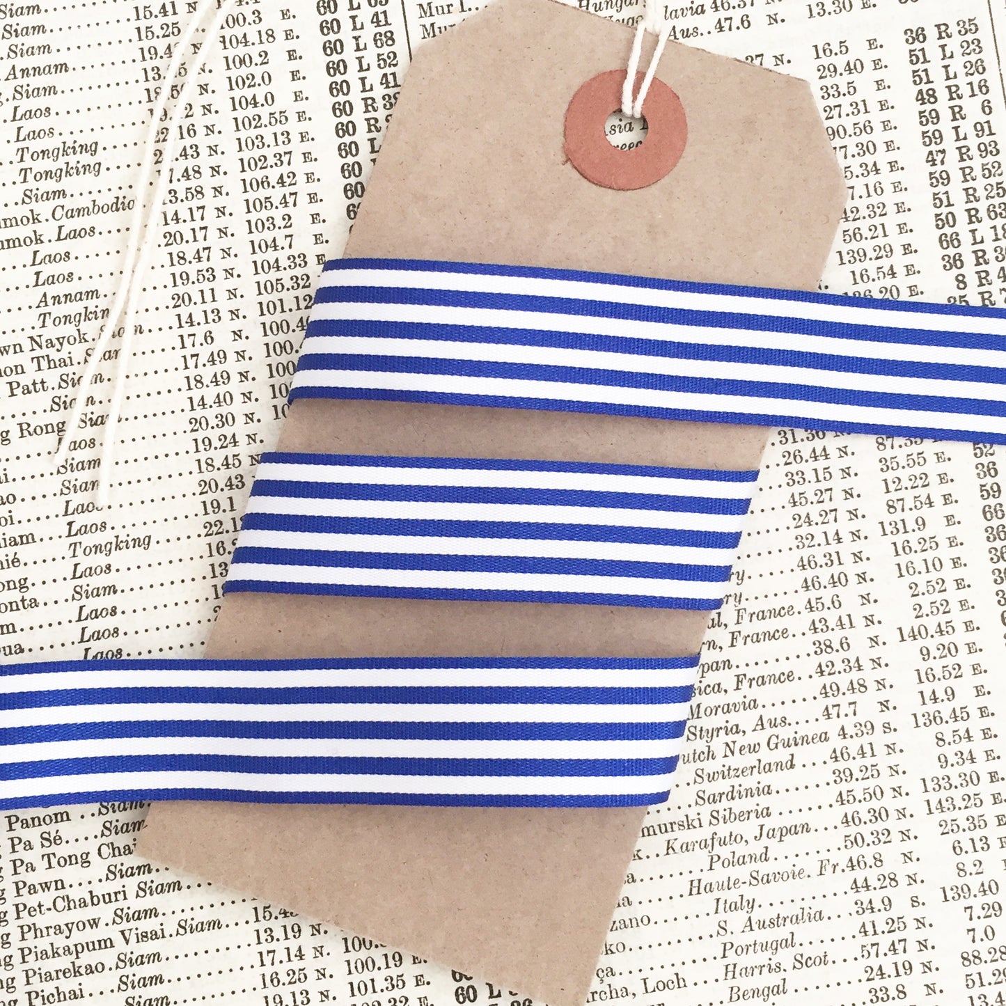 Royal Blue & White Stripe Ribbon | 3 Widths 9mm 16mm 25mm | 1m or Full Roll - SweetpeaStore