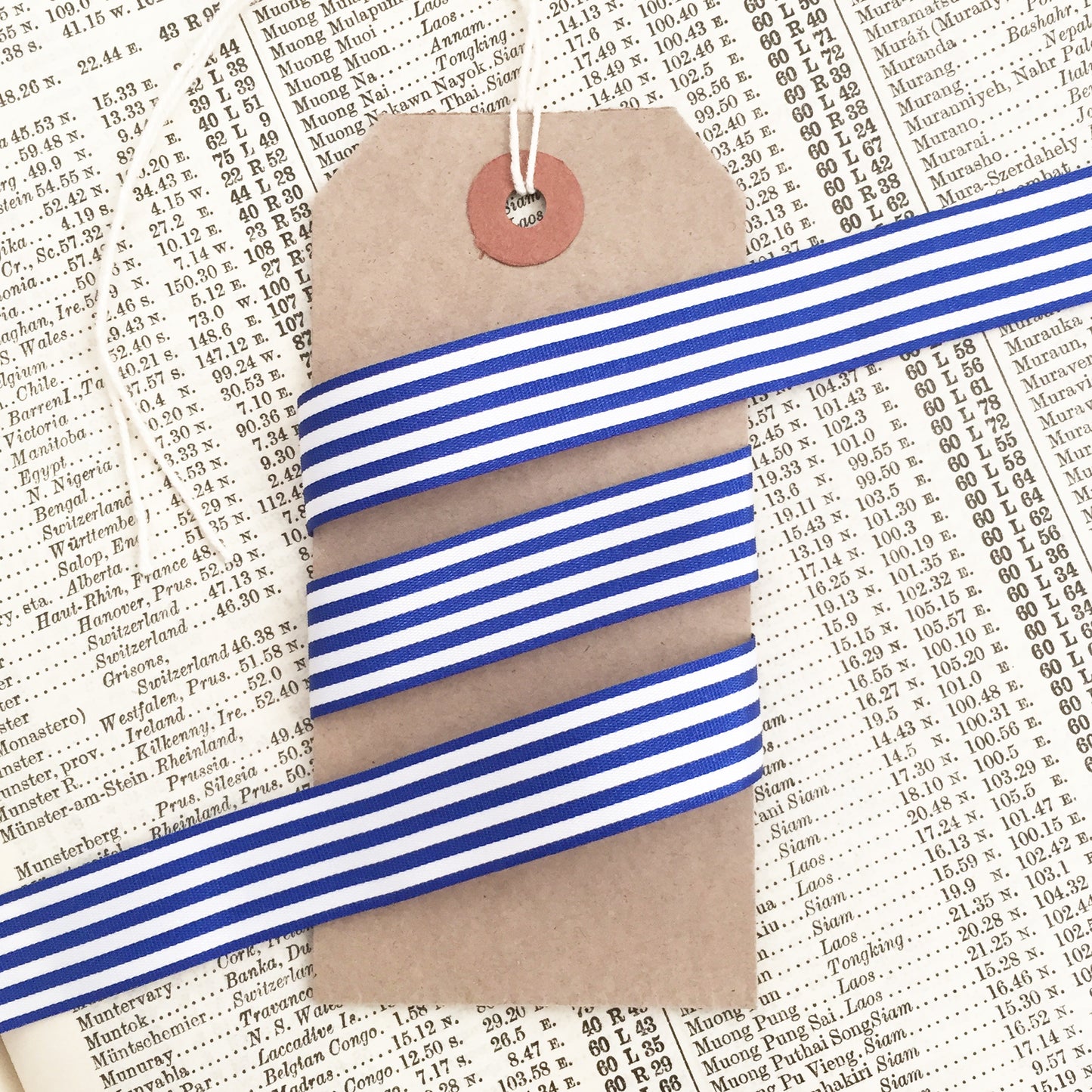 Royal Blue & White Stripe Ribbon | 3 Widths 9mm 16mm 25mm | 1m or Full Roll