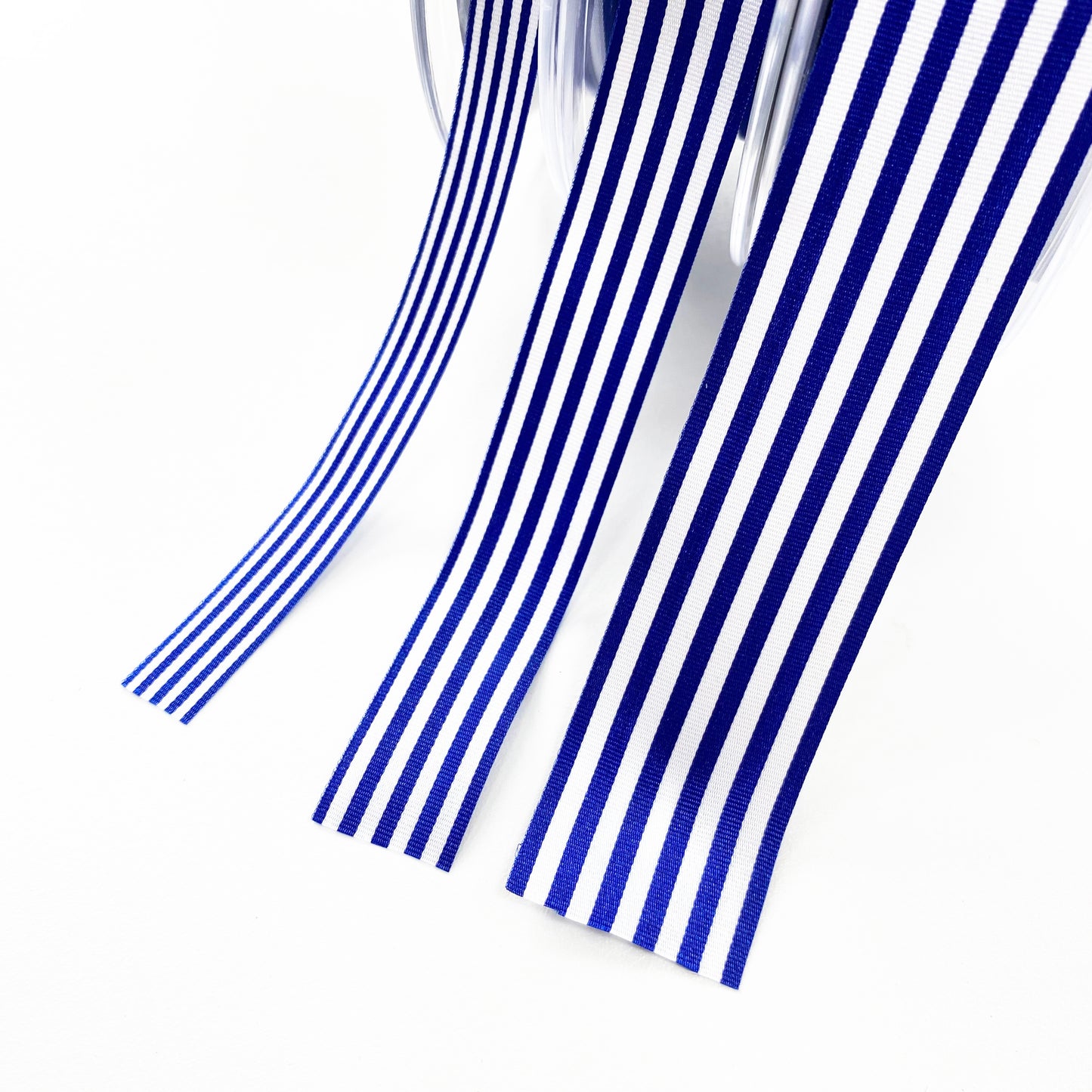 Royal Blue & White Stripe Ribbon | 3 Widths 9mm 16mm 25mm | 1m or Full Roll