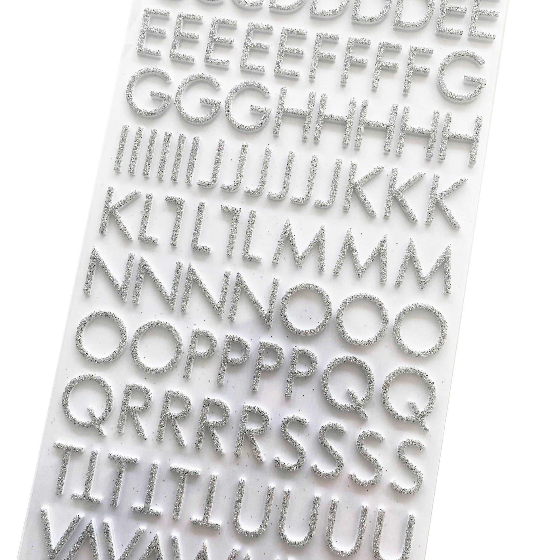 Alphabet Stickers | Silver Glitter Foam | Scrapbooking Craft Peel-Off Raised 3D Sticker - SweetpeaStore