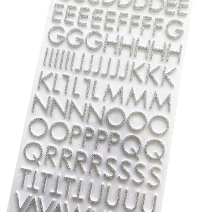 Alphabet Stickers | Silver Glitter Foam | Scrapbooking Craft Peel-Off Raised 3D Sticker - SweetpeaStore