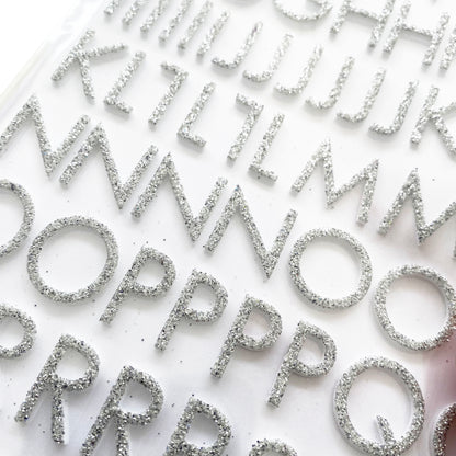Alphabet Stickers | Silver Glitter Foam | Scrapbooking Craft Peel-Off Raised 3D Sticker - SweetpeaStore