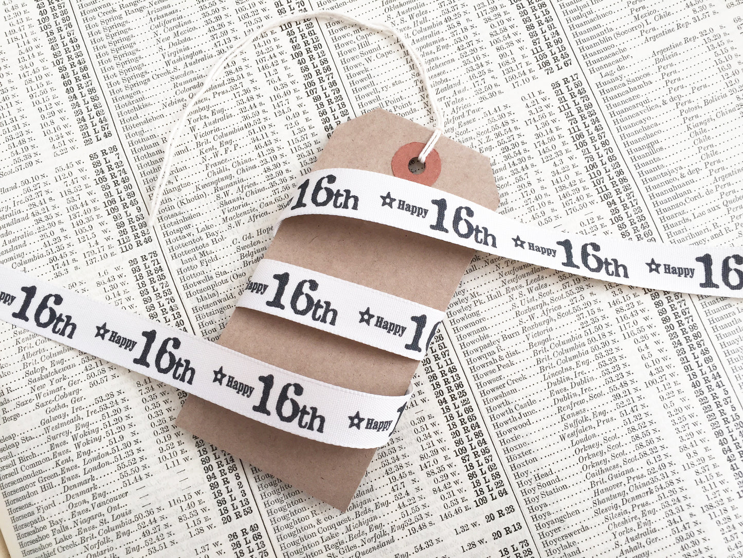 Birthday Ribbon | Age Anniversary Cream Grey 15mm 1m or Full Roll Wrapping Craft - SweetpeaStore