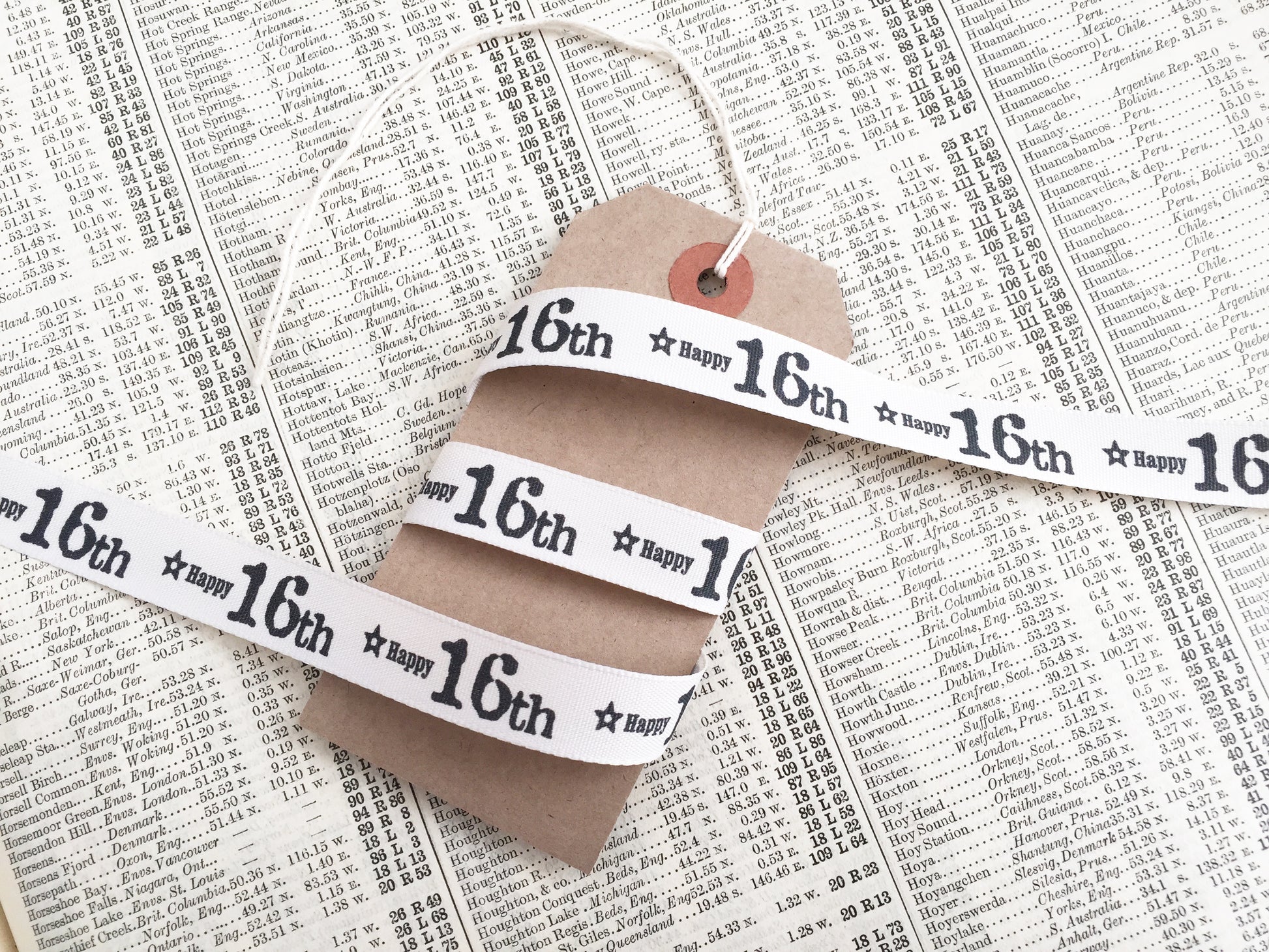 Birthday Ribbon | Age Anniversary Cream Grey 15mm 1m or Full Roll Wrapping Craft - SweetpeaStore