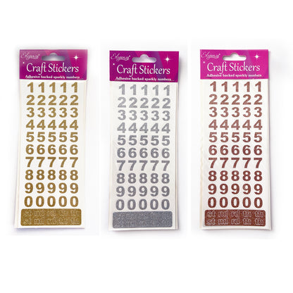 Alphabet Letter & Number Stickers | Metallic Sparkly Glitter Gold Silver Rose - SweetpeaStore