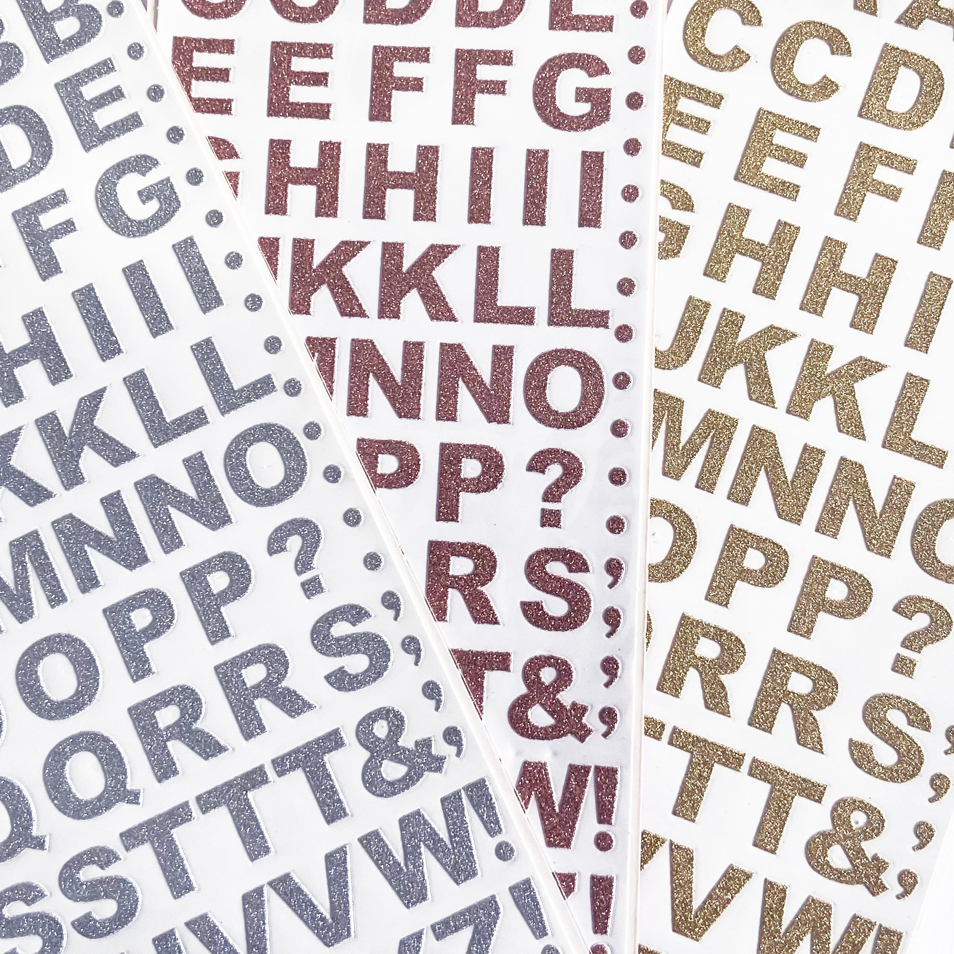 Alphabet Letter & Number Stickers | Metallic Sparkly Glitter Gold Silver Rose - SweetpeaStore