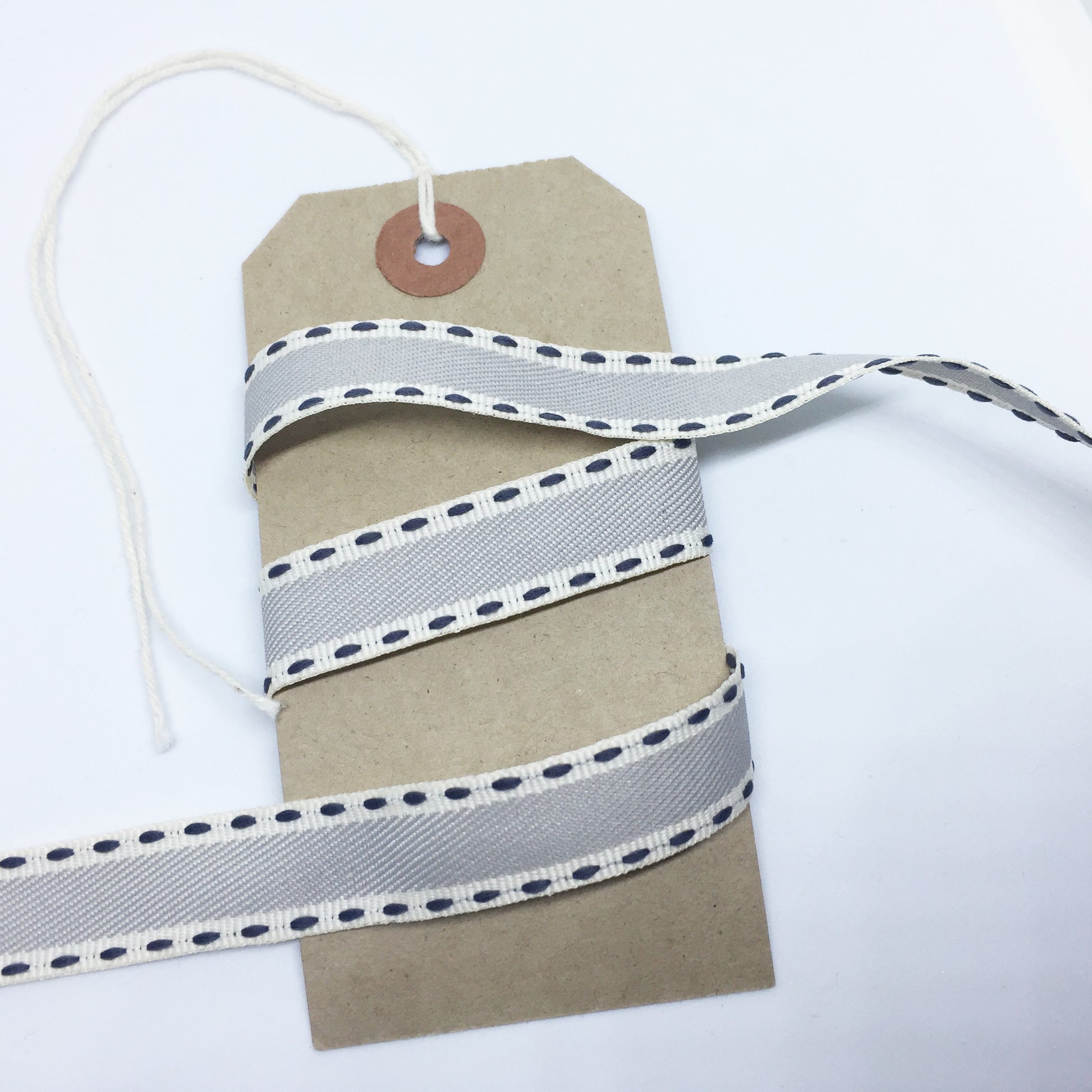 Vintage Stitch Stripe Ribbon 15mm | Red Grey Beige Blue Cream | Metre or Roll - SweetpeaStore