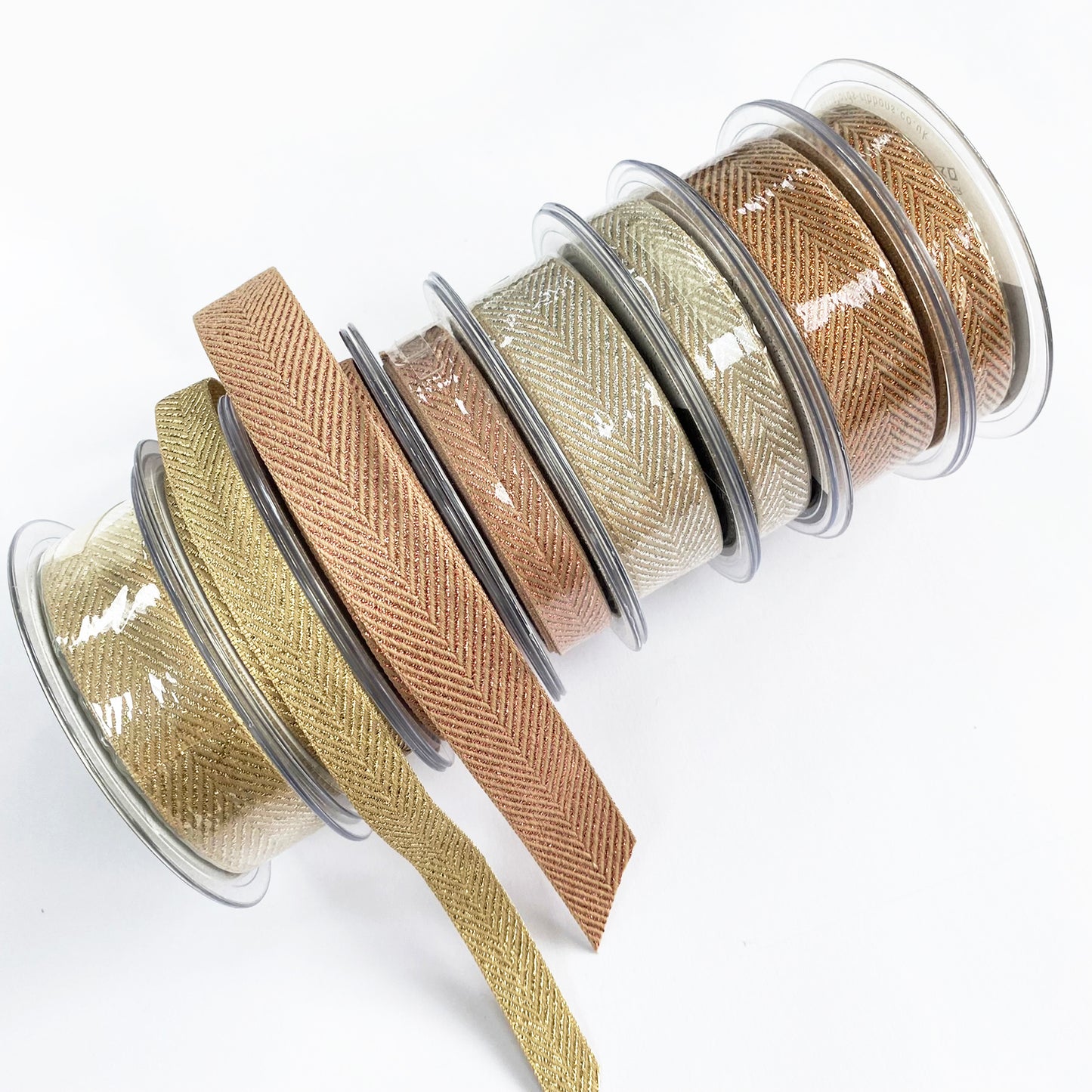 Metallic Ribbon | Rose Gold Silver Copper Herringbone Chevron | 15mm 25mm Wrapping & Craft