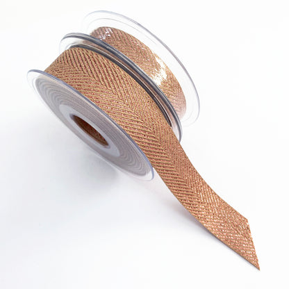 Metallic Ribbon | Rose Gold Silver Copper Herringbone Chevron | 15mm 25mm Wrapping & Craft