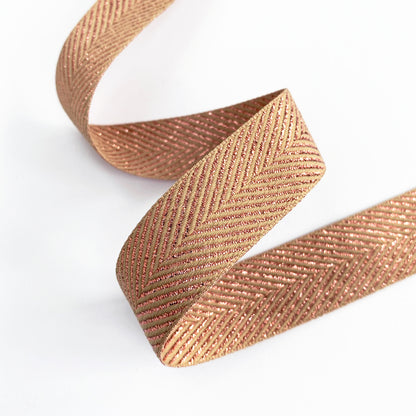 Metallic Ribbon | Rose Gold Silver Copper Herringbone Chevron | 15mm 25mm Wrapping & Craft