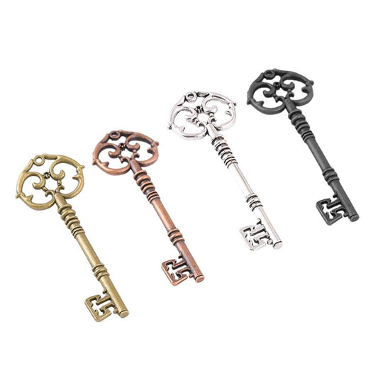 Metal Key Charm | Gold Silver Copper Gunmetal Grey 3cm x 8cm Vintage Santa Key