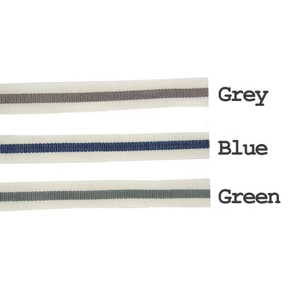 Vintage Cotton Ribbon | 15mm Centre Stripe Grey Sage Green Blue | 1m 25yd Roll - SweetpeaStore