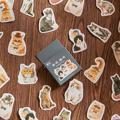 Cute Cat Kitten Mini Box Stickers | 46 Peel Off Sticker | Scrapbooking Journalling Album Planner Stationery