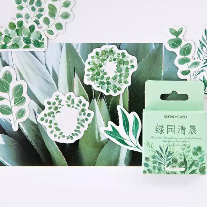 Green Leaves Eucalyptus Mini Box Stickers | Peel Off Sticker | Scrapbooking Journalling - SweetpeaStore