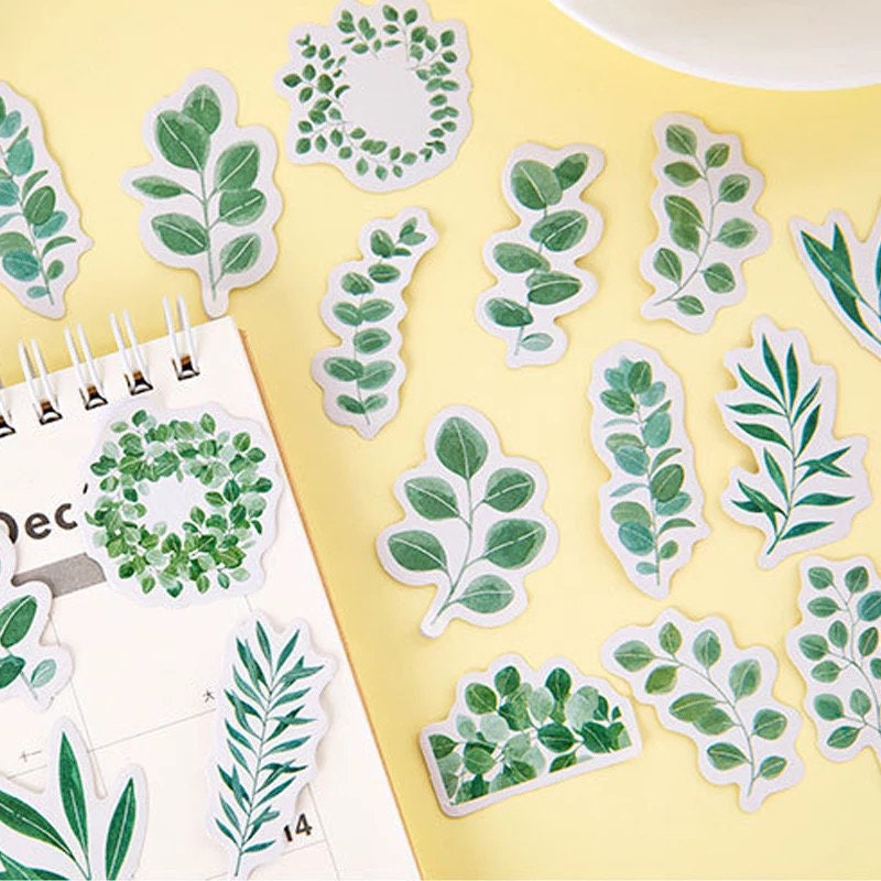 Green Leaves Eucalyptus Mini Box Stickers | Peel Off Sticker | Scrapbooking Journalling - SweetpeaStore