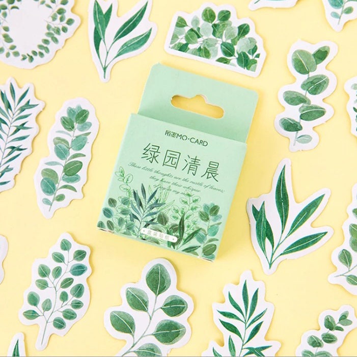 Green Leaves Eucalyptus Mini Box Stickers | Peel Off Sticker | Scrapbooking Journalling - SweetpeaStore