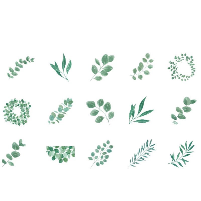 Green Leaves Eucalyptus Mini Box Stickers | Peel Off Sticker | Scrapbooking Journalling - SweetpeaStore