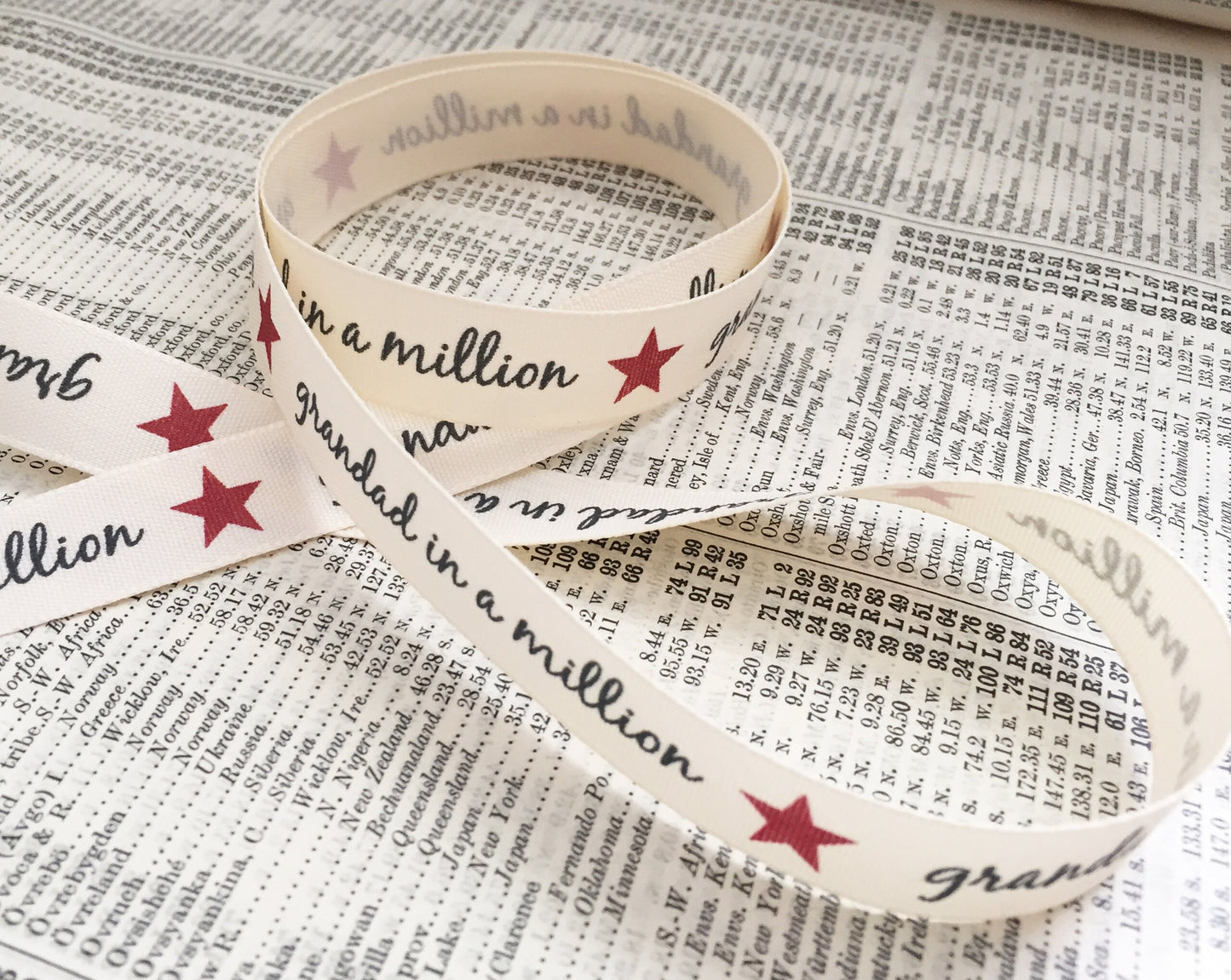 15mm Grandad in a Million Cream Ribbon | Great Father's Day Gift | Metre or FULL 20m ROLL