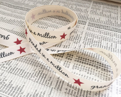 15mm Grandad in a Million Cream Ribbon | Great Father's Day Gift | Metre or FULL 20m ROLL