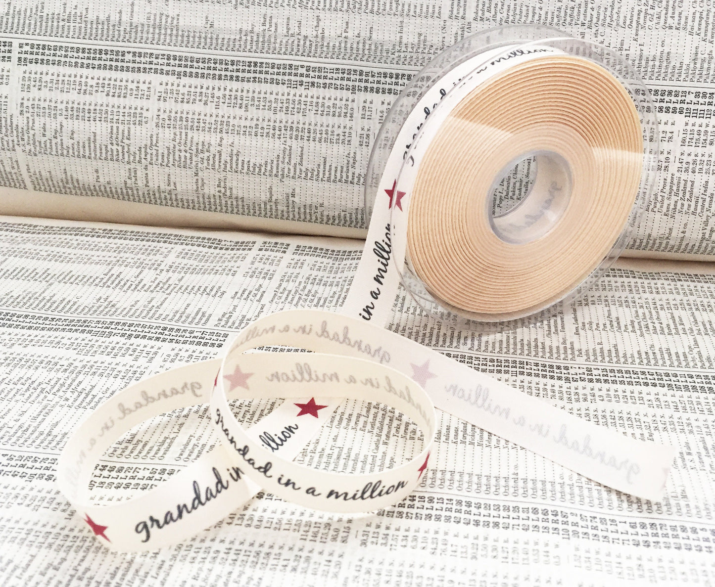 15mm Grandad in a Million Cream Ribbon | Great Father's Day Gift | Metre or FULL 20m ROLL