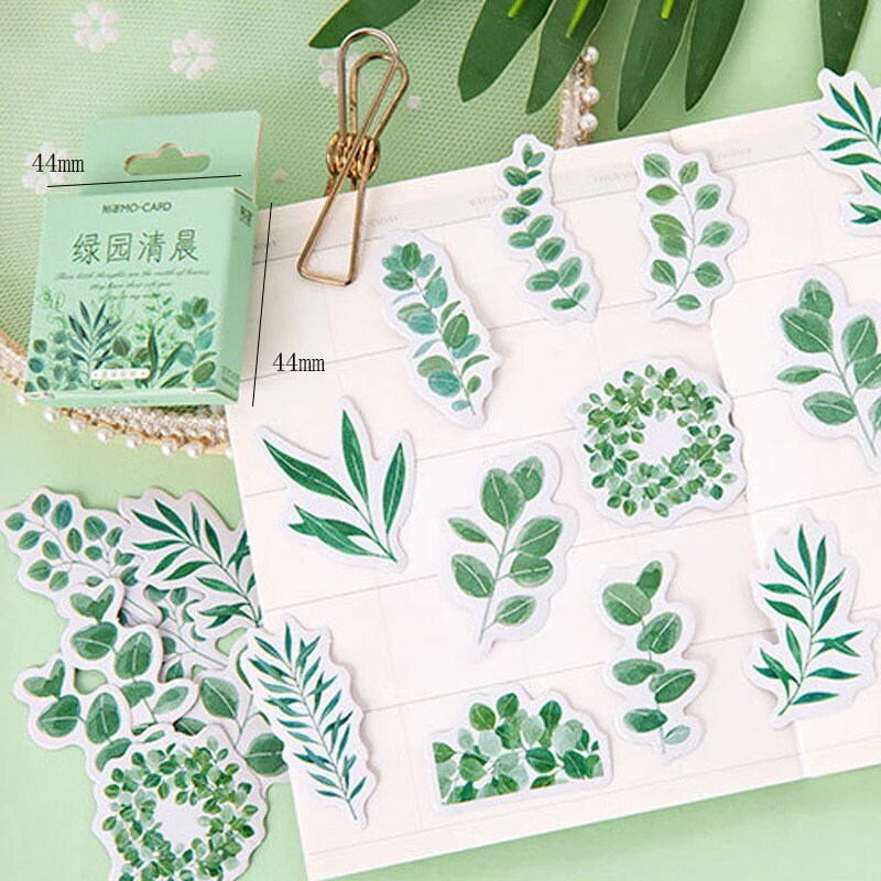 Green Leaves Eucalyptus Mini Box Stickers | Peel Off Sticker | Scrapbooking Journalling - SweetpeaStore