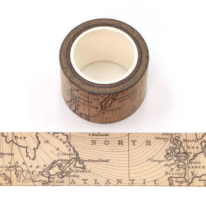 Vintage Map Paper Washi Tape | 2 designs 15mm 30mm x 10m Roll | Stationery Journal Album