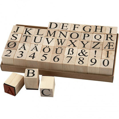 Large Alphabet Stamps | Wooden European Uppercase Alphabet & Number Rubber Stamp Kit | 1.5cm Letter Stamps