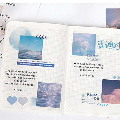 Moon Cloud & Sea Photo Stickers Mini Box Collage | Set of 46 Summer Holiday Travel Journal Planner Scrapbook Peel Off Mini Box Sticker - SweetpeaStore