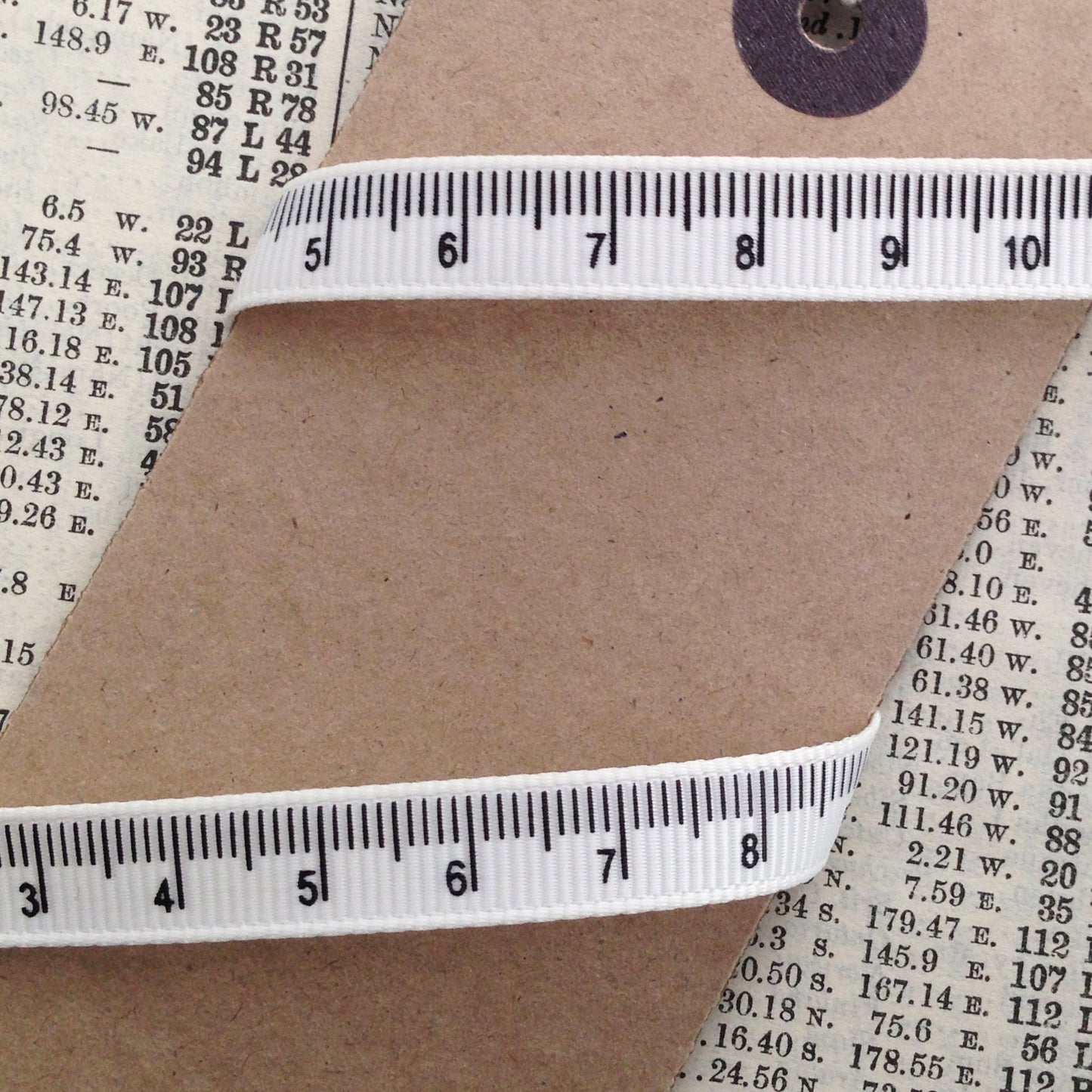 9mm Ivory Cream Printed Tape Measure Grosgrain Ribbon | Metre or 25m Roll - SweetpeaStore