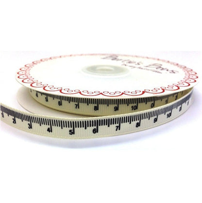 9mm Ivory Cream Printed Tape Measure Grosgrain Ribbon | Metre or 25m Roll - SweetpeaStore