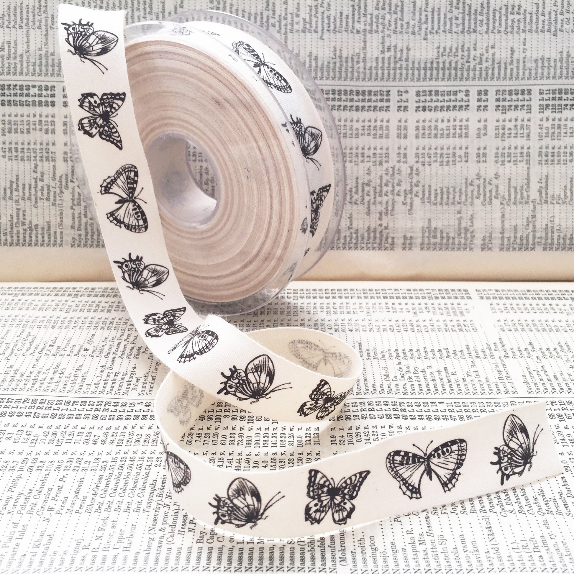 Butterfly Cream Cotton Ribbon | 20mm 2cm | Wrapping Craft | Per Metre or Roll - SweetpeaStore