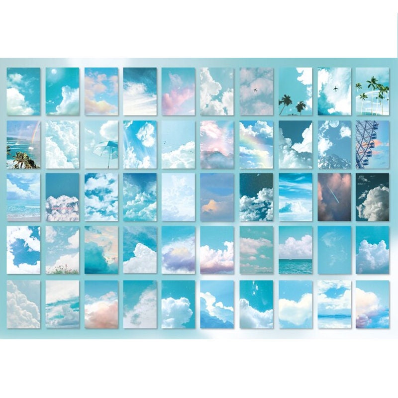 Cloud Collage Photo Sticker Book 4cm x 6cm | Journalling Planners Scrapbooking | 50 Sheets | Washi Paper Peel off Stickers - SweetpeaStore