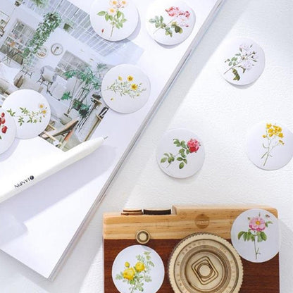Round Flower Stickers | 46 Pretty Floral Vintage Flower Scrapbook Round Mini Box Stickers Collage Albums - SweetpeaStore