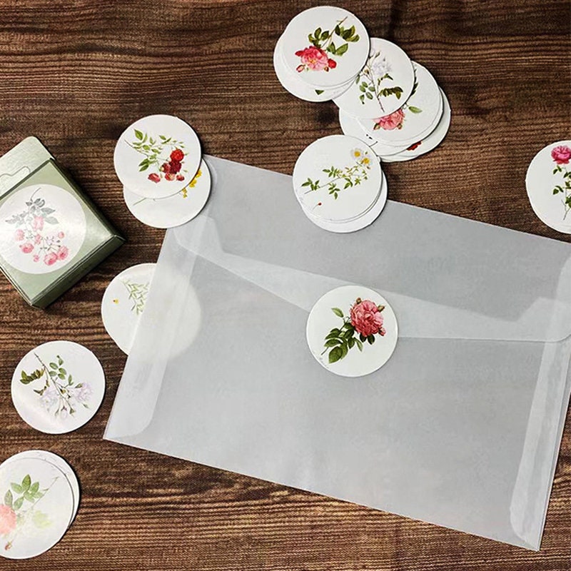 Round Flower Stickers | 46 Pretty Floral Vintage Flower Scrapbook Round Mini Box Stickers Collage Albums - SweetpeaStore