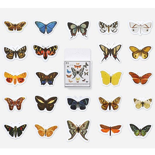 Vintage Butterfly Stickers Mini Box |  Natural History Journal Collage Planner Scrapbook 46 Peel Off Sticker
