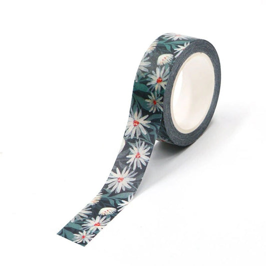 Daisy Flower Navy Washi Paper Tape | 15mm x 10m | Scrapbooking Journalling - SweetpeaStore