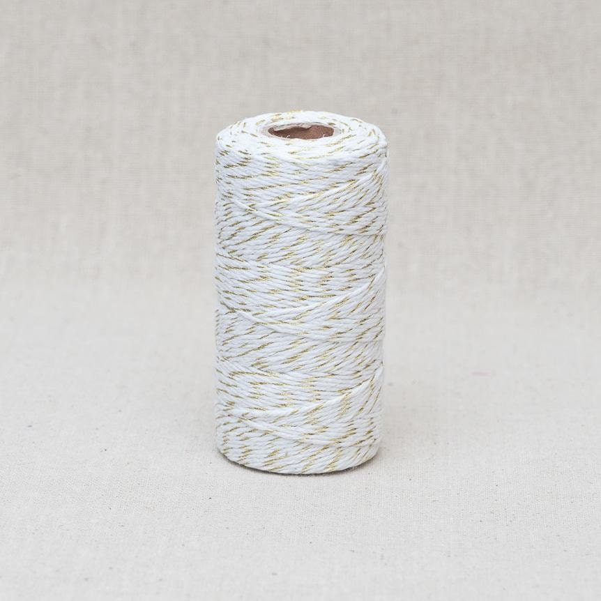 Metallic Lurex Bakers Twine 100m Roll | Wrapping Craft Rustic String | Gold Silver White Natural Red Green Metallic