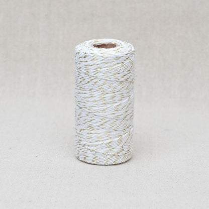 Metallic Lurex Bakers Twine 100m Roll | Wrapping Craft Rustic String | Gold Silver White Natural Red Green Metallic