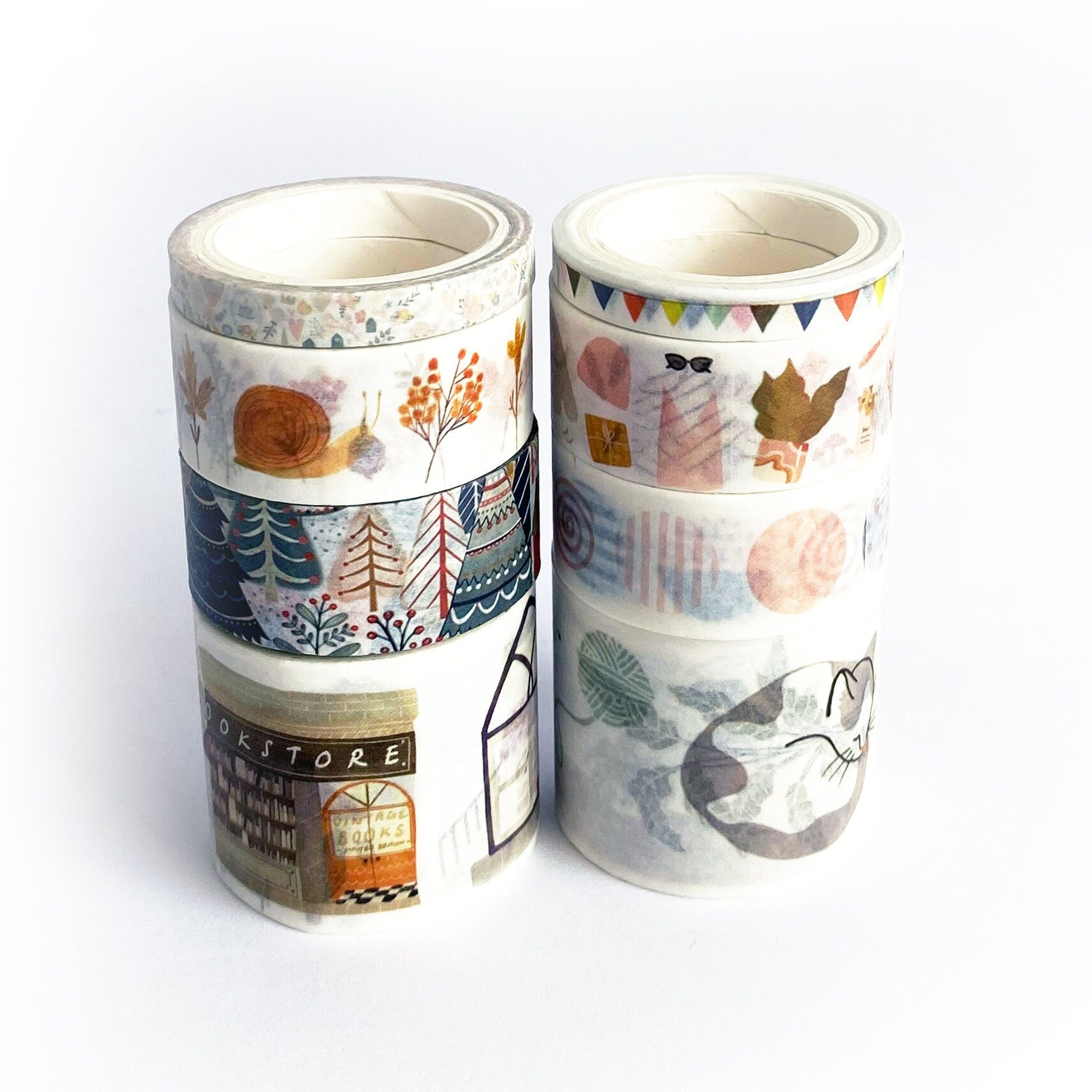 Washi Tape Set of 8 Autumn Nordic Home Hygge | Cacti Leaves Bunting Cosy | Scrapbooking Journaling - SweetpeaStore