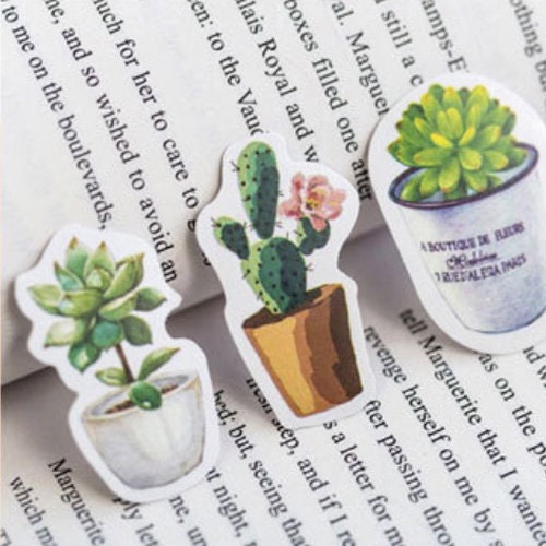 50  House Plant Mini Box Stickers Cactus Cacti Succulents | Peel Off Sticker Scrapbooking Journalling - SweetpeaStore