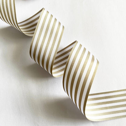 Warm Grey & White Nautical Stripe Ribbon | 9mm 16mm 25mm | Per Metre or FULL ROLL| Lightweight Polyester | Sewing Wrapping