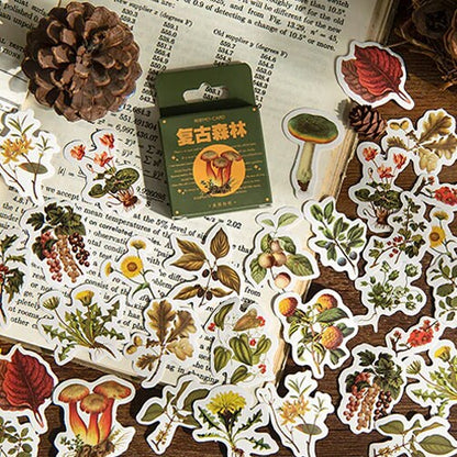 Autumn Forest Stickers Forest Flowers & Fungus Dandelion Mini Box | 46 Peel Off Sticker | Scrapbooking Journalling