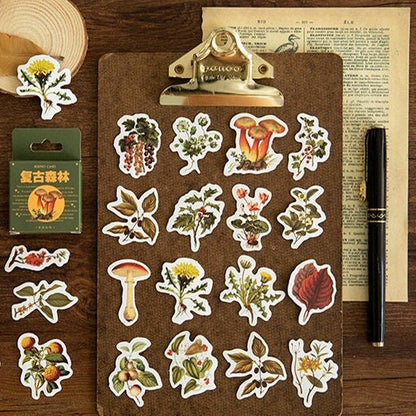 Autumn Forest Stickers Forest Flowers & Fungus Dandelion Mini Box | 46 Peel Off Sticker | Scrapbooking Journalling