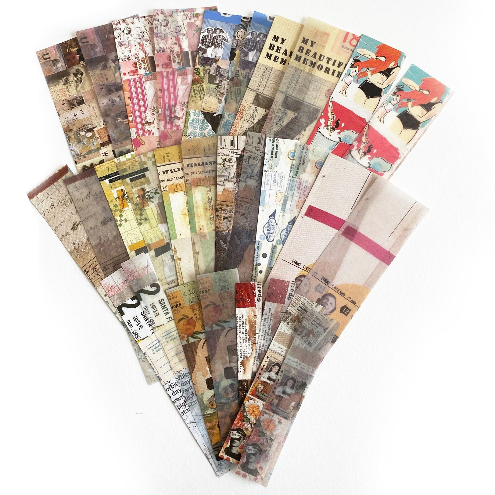 Vintage Map Stickers | Tickets Travel Ephemera Scrapbook Junk Journal | 30 Strip Collage Stickers - SweetpeaStore