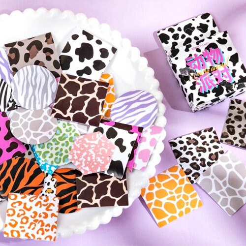 Cute Stickers | Set of 46 Animal Print Paper Peel Off Mini Box Sticker - SweetpeaStore