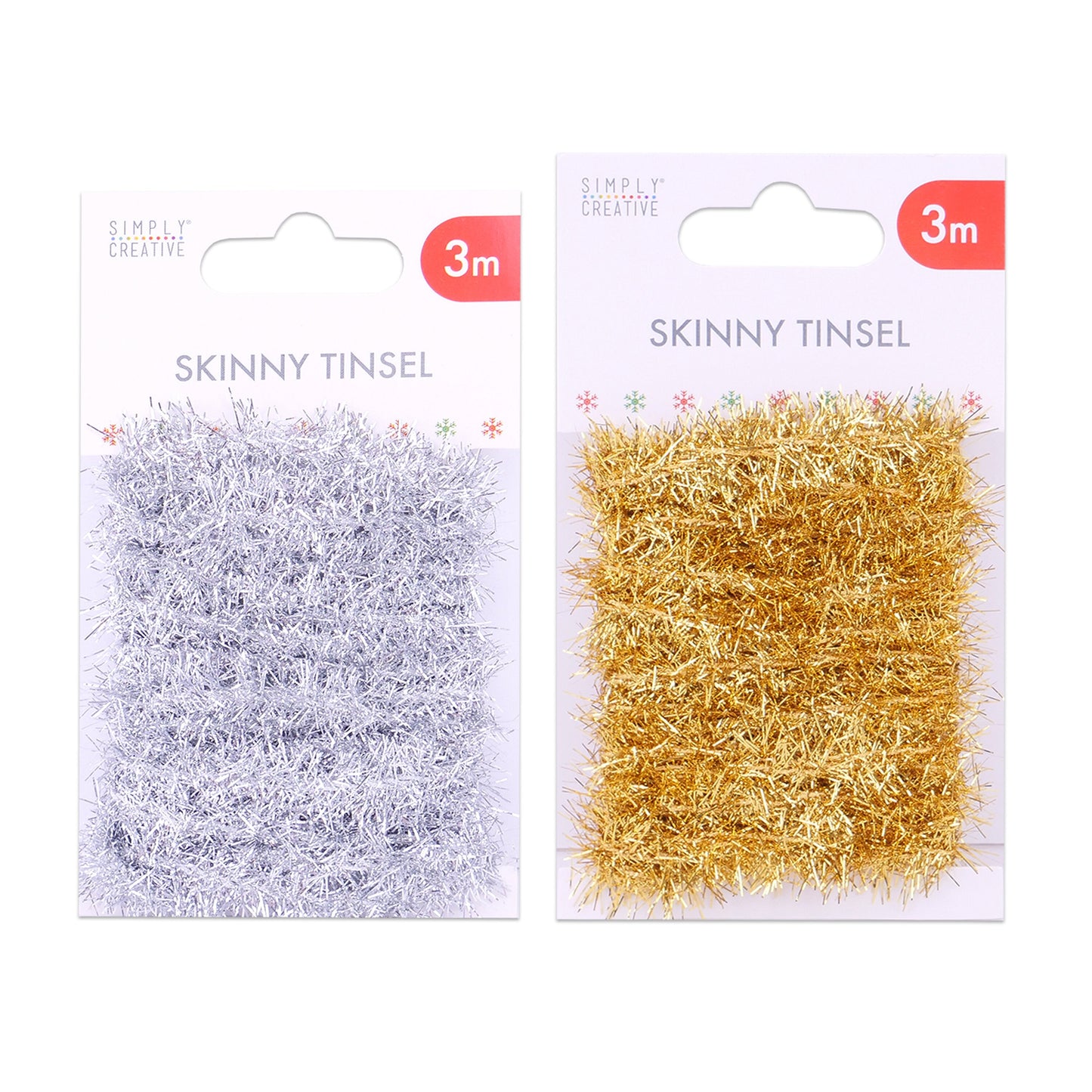 Gold or Silver Skinny Mini Tinsel | Simply Creative Basics - 3m x 1.5cm | Craft Card Making Scrapbooking - SweetpeaStore