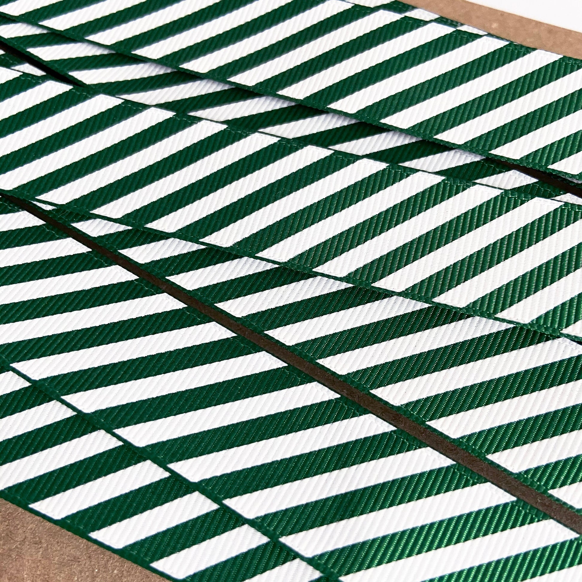 Green & White Ribbon Candy Cane Stripe Grosgrain | 16mm 1m or Full 25m Roll | Wrap Bow - SweetpeaStore