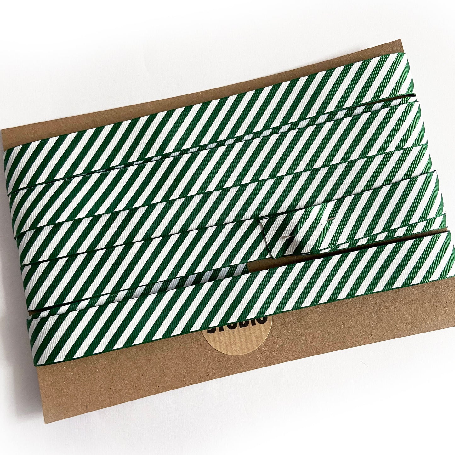 Green & White Ribbon Candy Cane Stripe Grosgrain | 16mm 1m or Full 25m Roll | Wrap Bow - SweetpeaStore