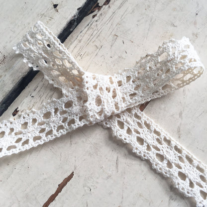 20mm 2cm Pretty Cream Lace Cotton Crochet Ribbon Trim | 1m - 20m Full Roll | Wedding Craft Sewing
